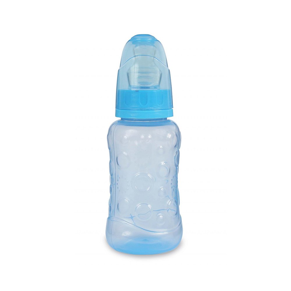 Mamadeira Bico Ortodontico De Silicone Azul 210ml Baby Go