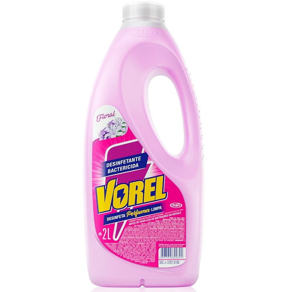 Desinfetante Vorel Floral 2 Litros - Embalagem com 6 Unidades