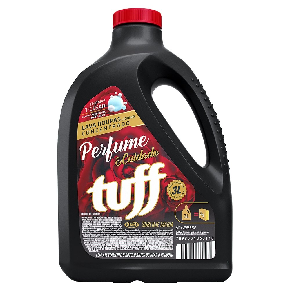 Sabão Líquido Tuff Lava Roupas Concentrado Sublime Magia 3L - Embalagem com 4 Unidades
