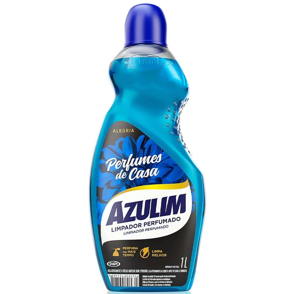 Limpador Perfumado Azulim Alegria 1 Litro - Embalagem com 12 Unidades