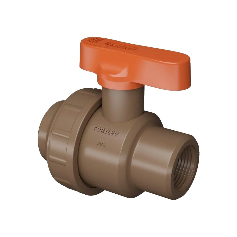 Registro Esfera Fortlev com União Soldável PVC 50mm - Embalagem com 2 Unidades
