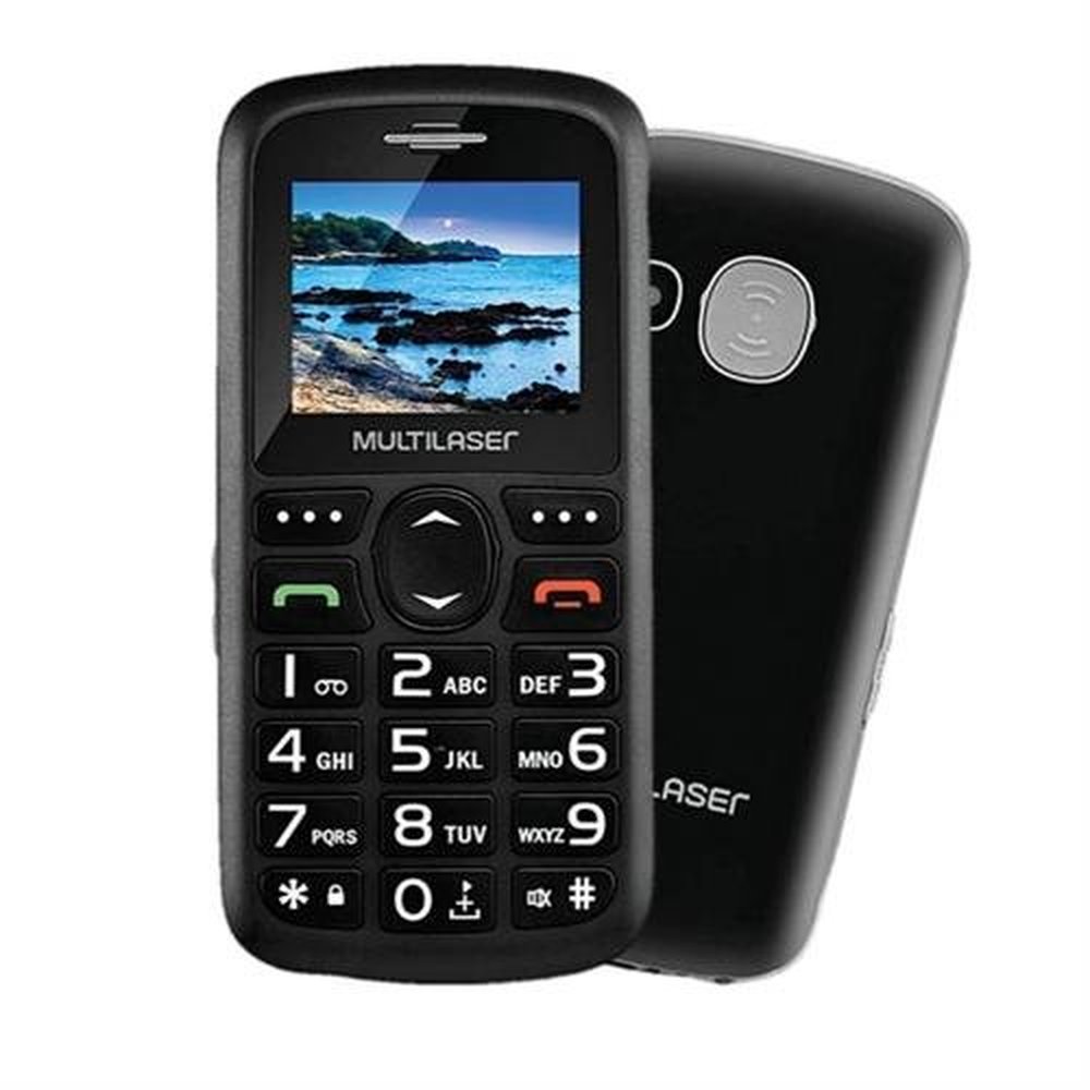 Celular do Idoso Vita 3G Dual + Base Botão SOS Fácil Uso P9091 - Multilaser Preto