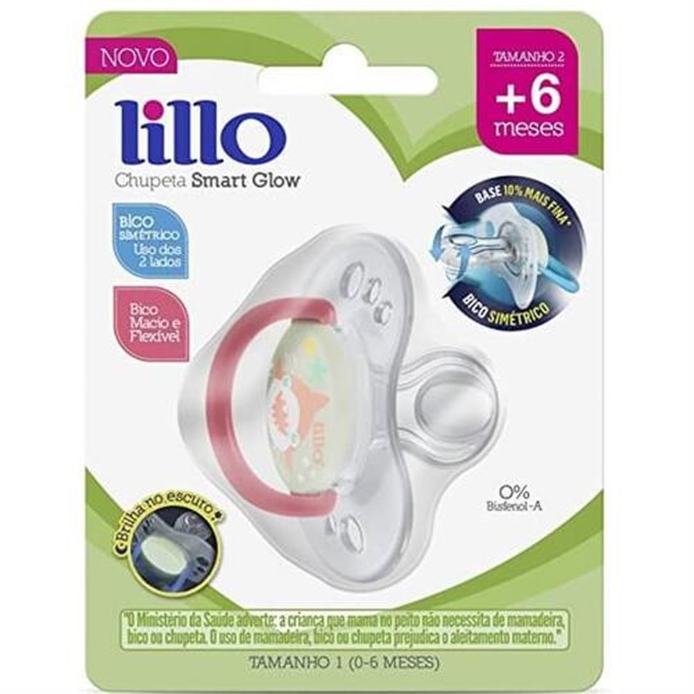 Chupeta Lillo Smart Glow +6 Meses Rosa