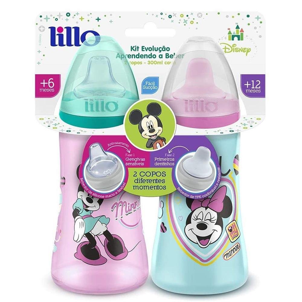 Kit Evolução Lillo 2 Copos Disney Minnie +6 Meses 300ml