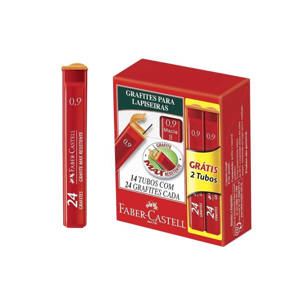 Grafite Faber Castell 0.9 14 Tubos Com 24 Grafites