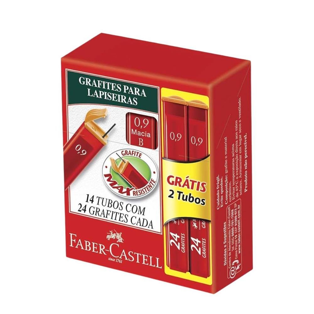 Grafite Faber Castell 0.9 14 Tubos Com 24 Grafites