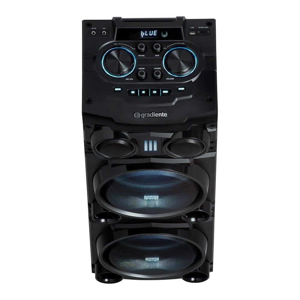 Torre de Som Gradiente Black Blass GDB10M, 1200W Função Connect, Bluetooth/AUX/USB, Preto