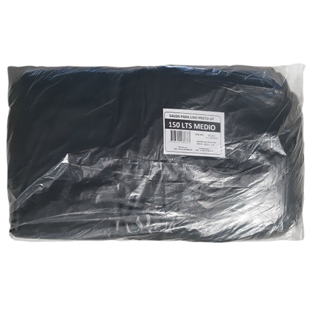 Saco Preto 150l Medio Para Lixo Goias Plasticos