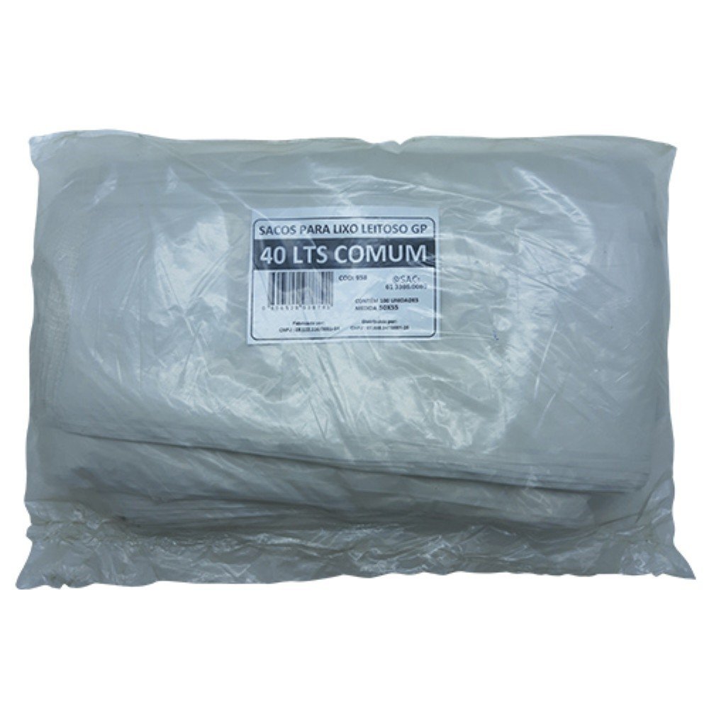 Saco Branco 40 Litros Para Lixo Goias Plasticos