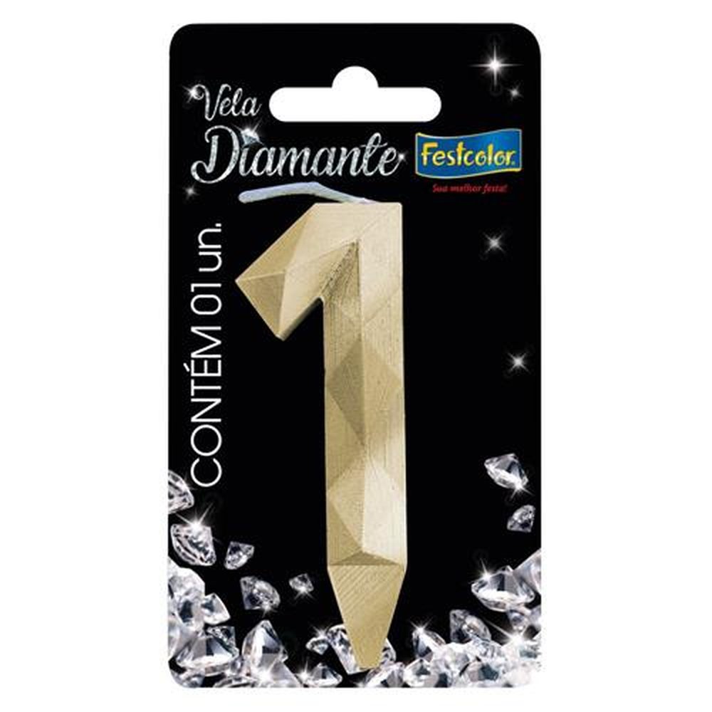 Vela Diamante Ouro N 1