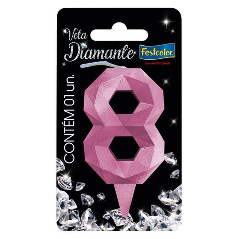 Vela Diamante Rosa N 8