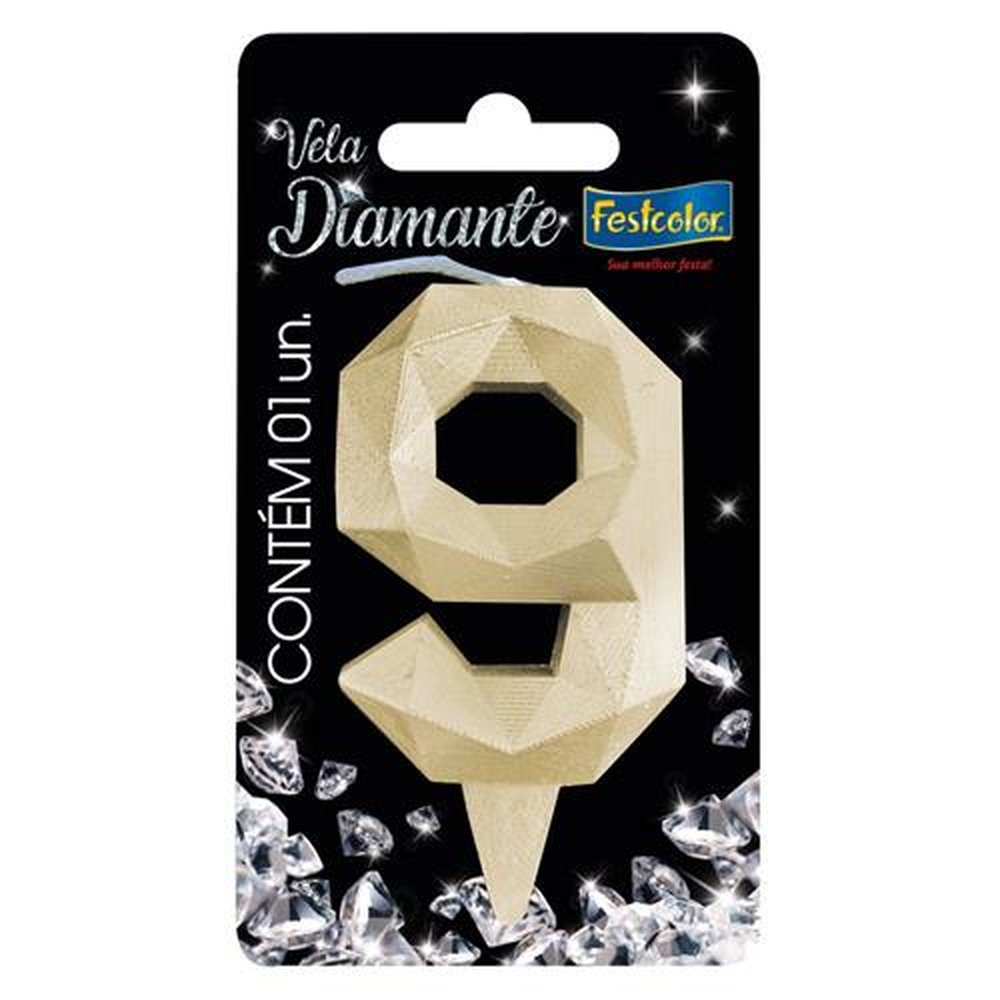 Vela Diamante Ouro N 9