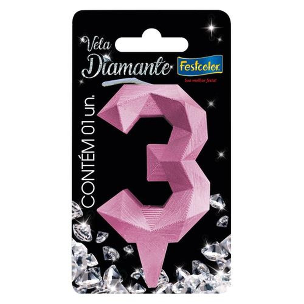 Vela Diamante Rosa N 3