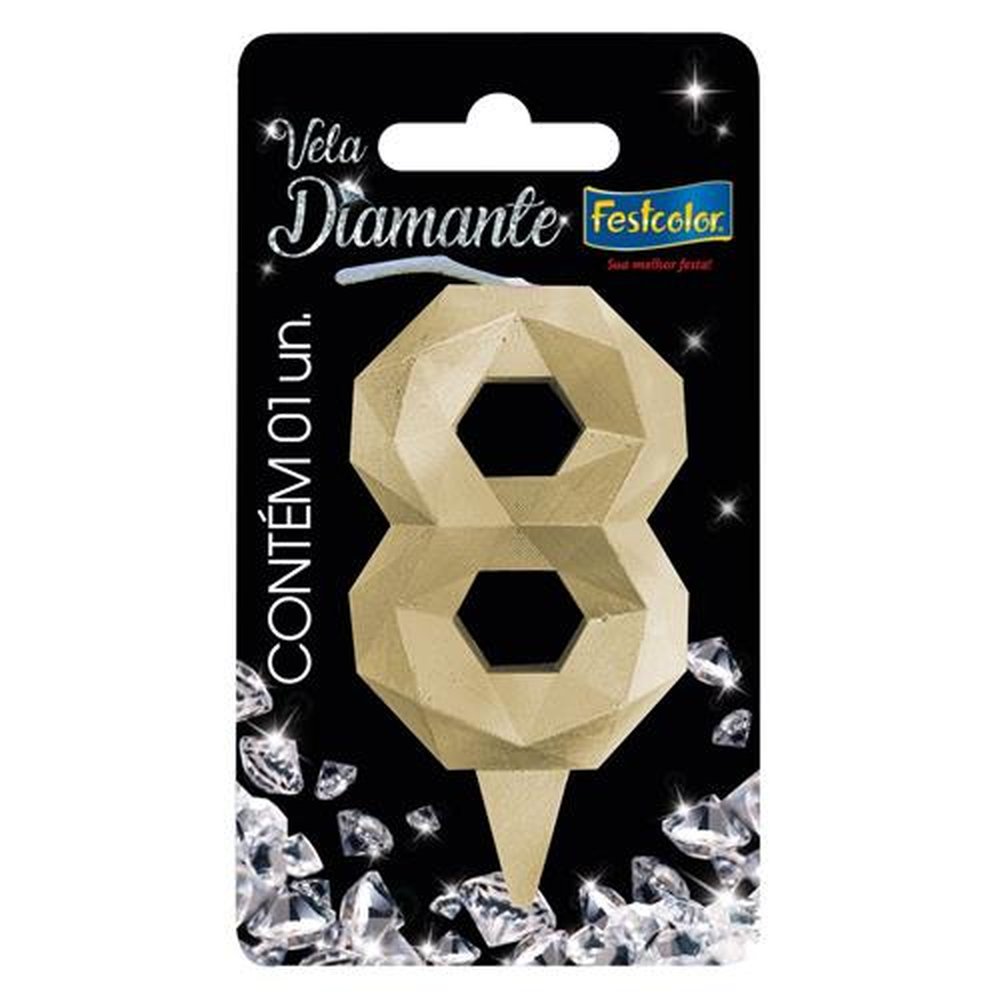 Vela Diamante Ouro N 8