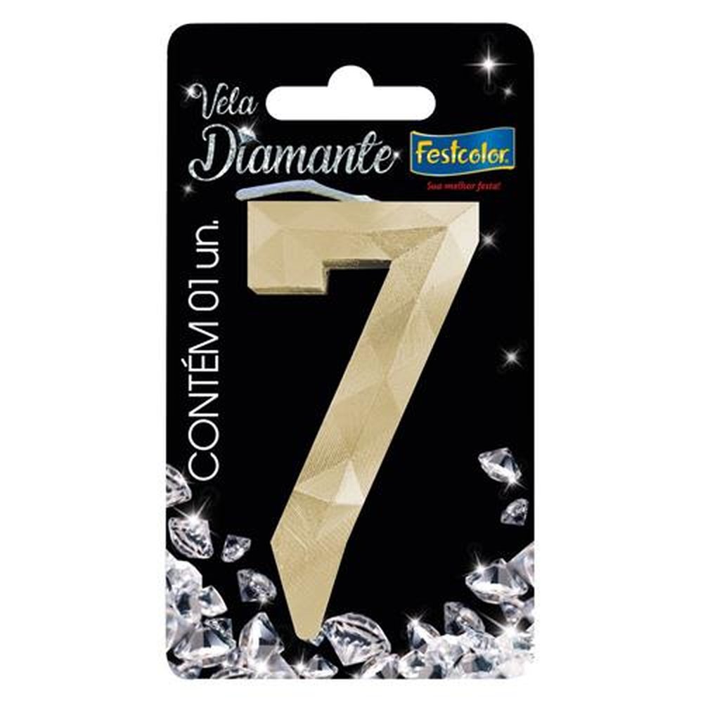 Vela Diamante Ouro N 7