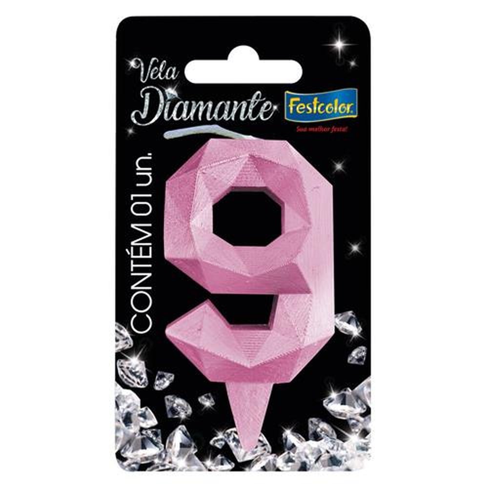 Vela Diamante Rosa N 9