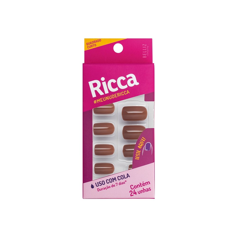 Unha Postica Ricca Nao Adesiva Nude Capuccino 24 Unidades