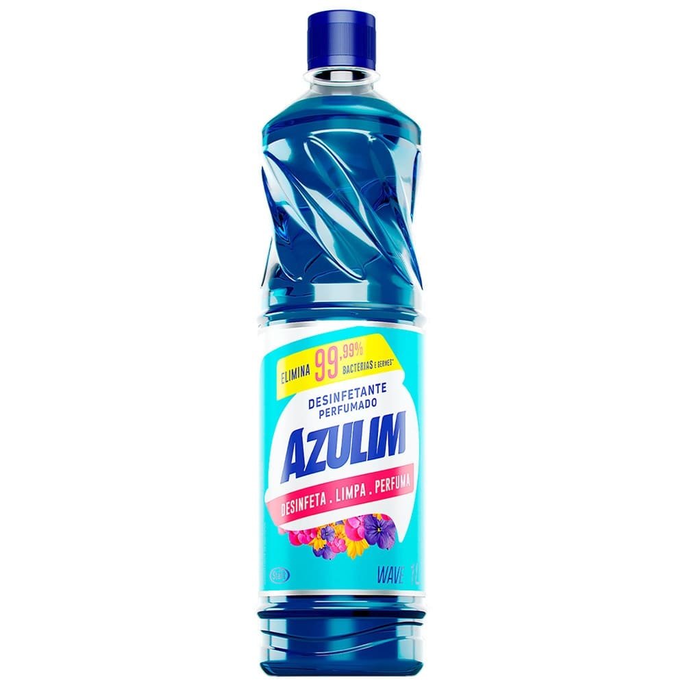 Desinfetante Azulim Wave 1 Litro - Embalagem com 12 Unidades