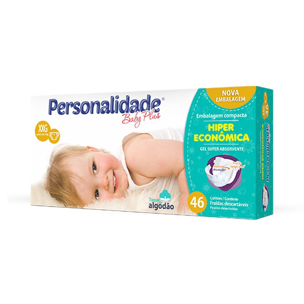 Fralda Personalidade Baby Plus Hiper Xxg 46 Unidade