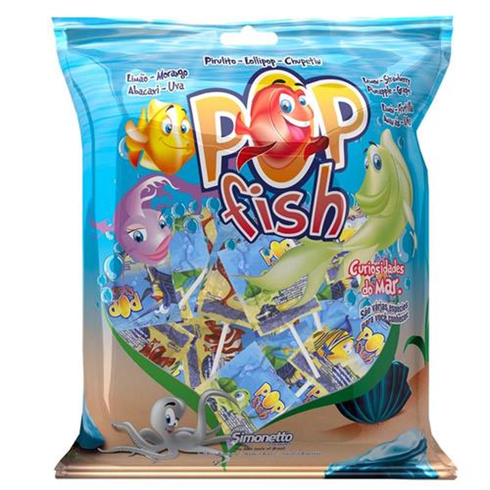 Pirulito Peixe Pop Fish 500g - Caixa Com 18 Pacotes