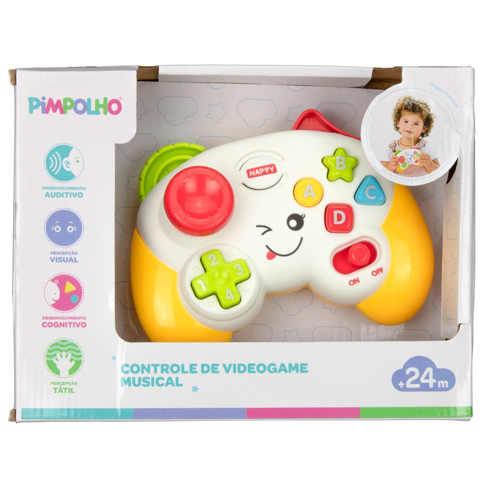 Kit Controle De Vídeo Game Musical Para Bebê Unissex Pimpolho Caixa Com 4 Unidades.