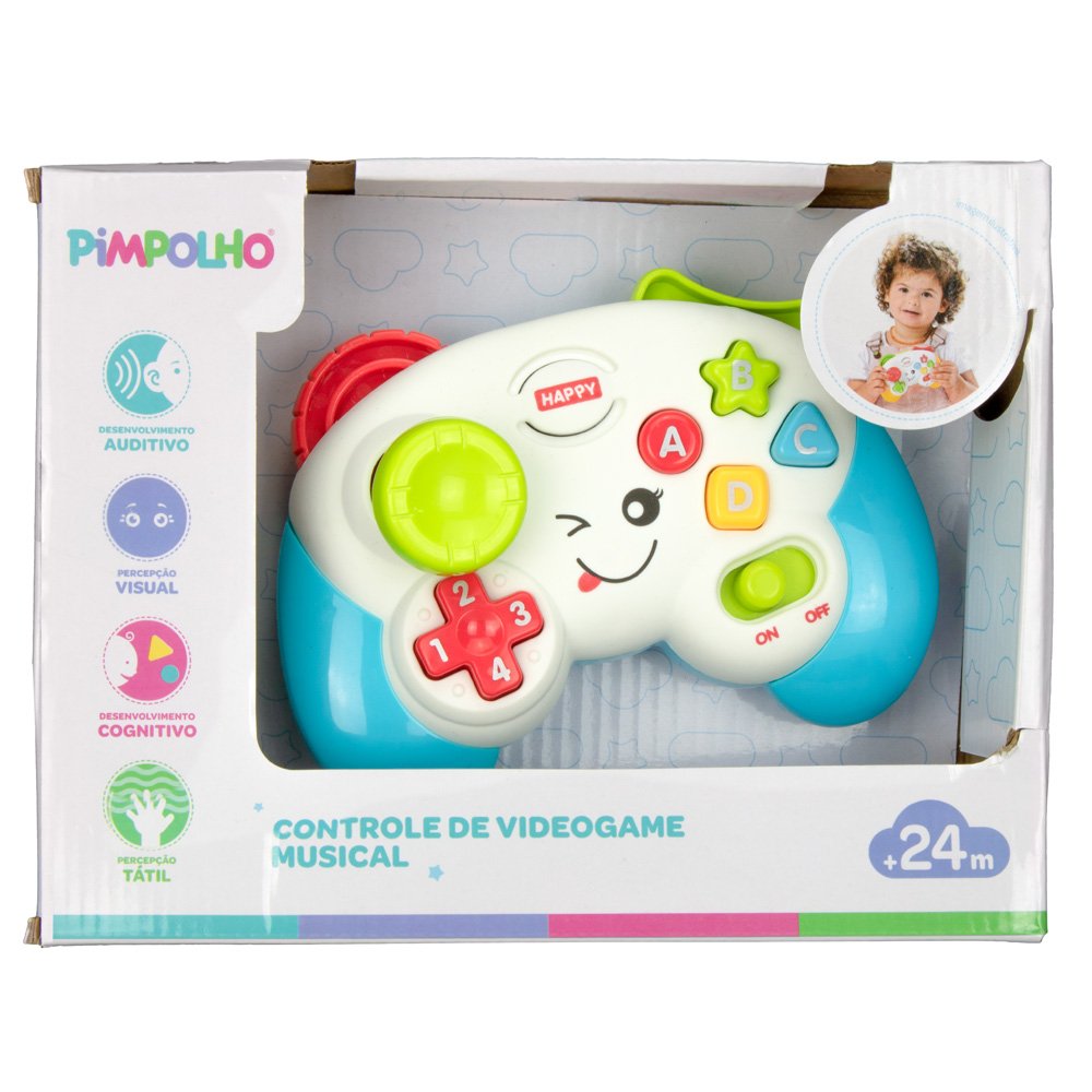 Kit Controle De Vídeo Game Musical Para Bebê Unissex Pimpolho Caixa Com 4 Unidades.