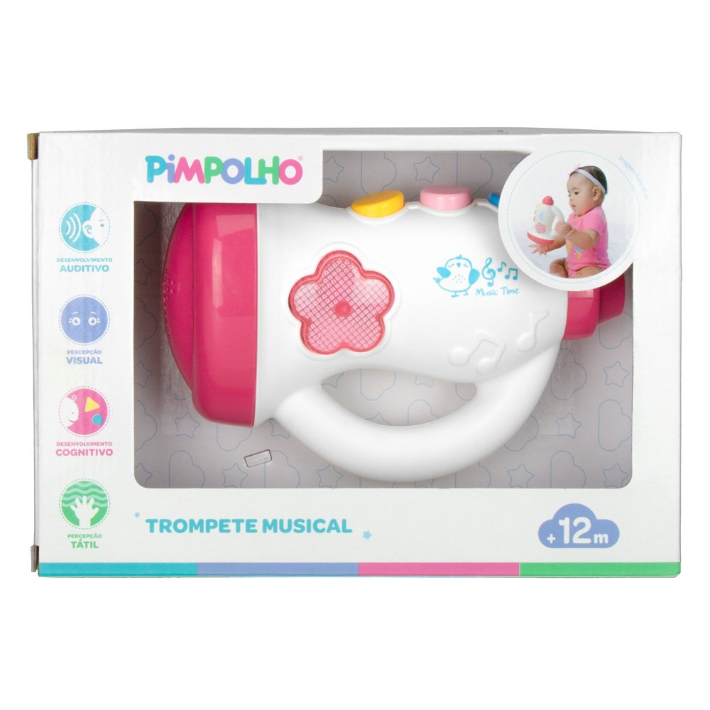 Kit Trompete Musical Para Bebê Unissex Pimpolho Caixa Com 4 Unidades.