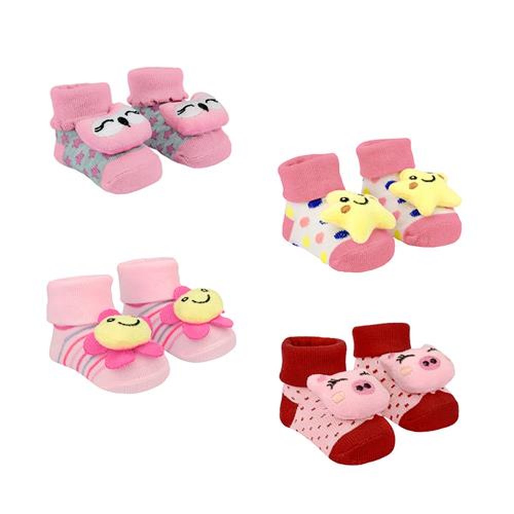 Kit Meia Infantil Bichinhos Rn Feminino Pimpolho Com 8 Pares.