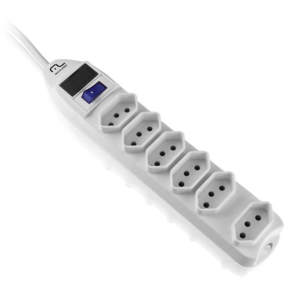 Filtro De Linha Multilaser 6 Tomadas Branco Linear - WI222