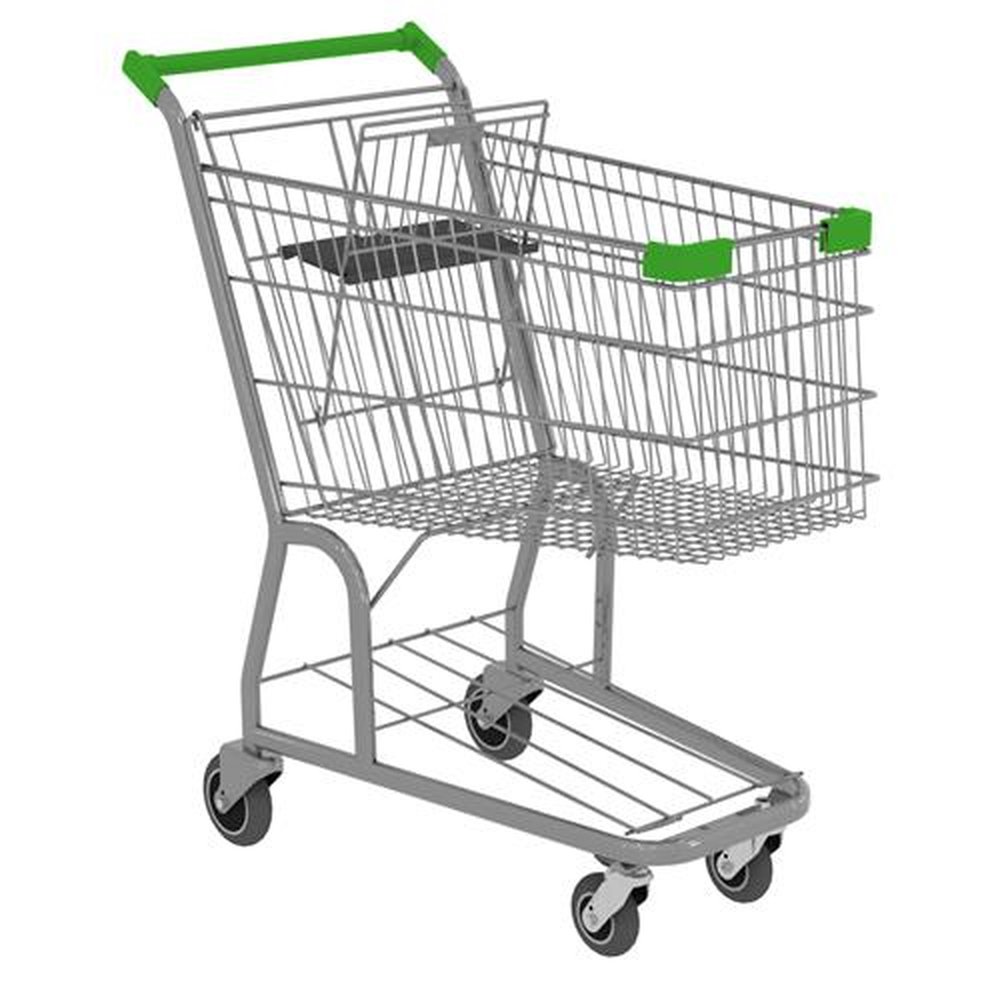 Carrinho De Compras Premium Lx 130LT Com Porta Bebê - Acabamento Verde