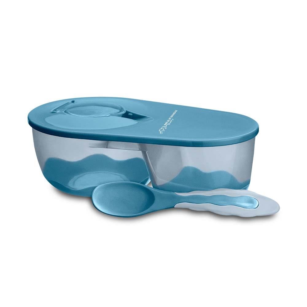 Prato Fundo Com Divisoria E Colher Funny Meal Azul Multikids Baby - BB053