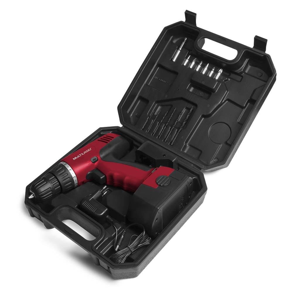 Kit maleta parafusadeira e furadeira 12V e acessorios - HO045
