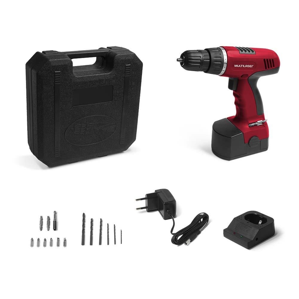 Kit maleta parafusadeira e furadeira 12V e acessorios - HO045