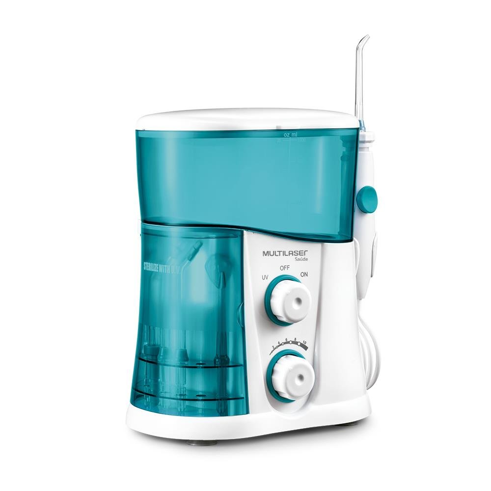 Irrigador Oral Clearpik Profissional Multilaser Limpeza Profunda 7 Bicos Branco/Azul - HC038