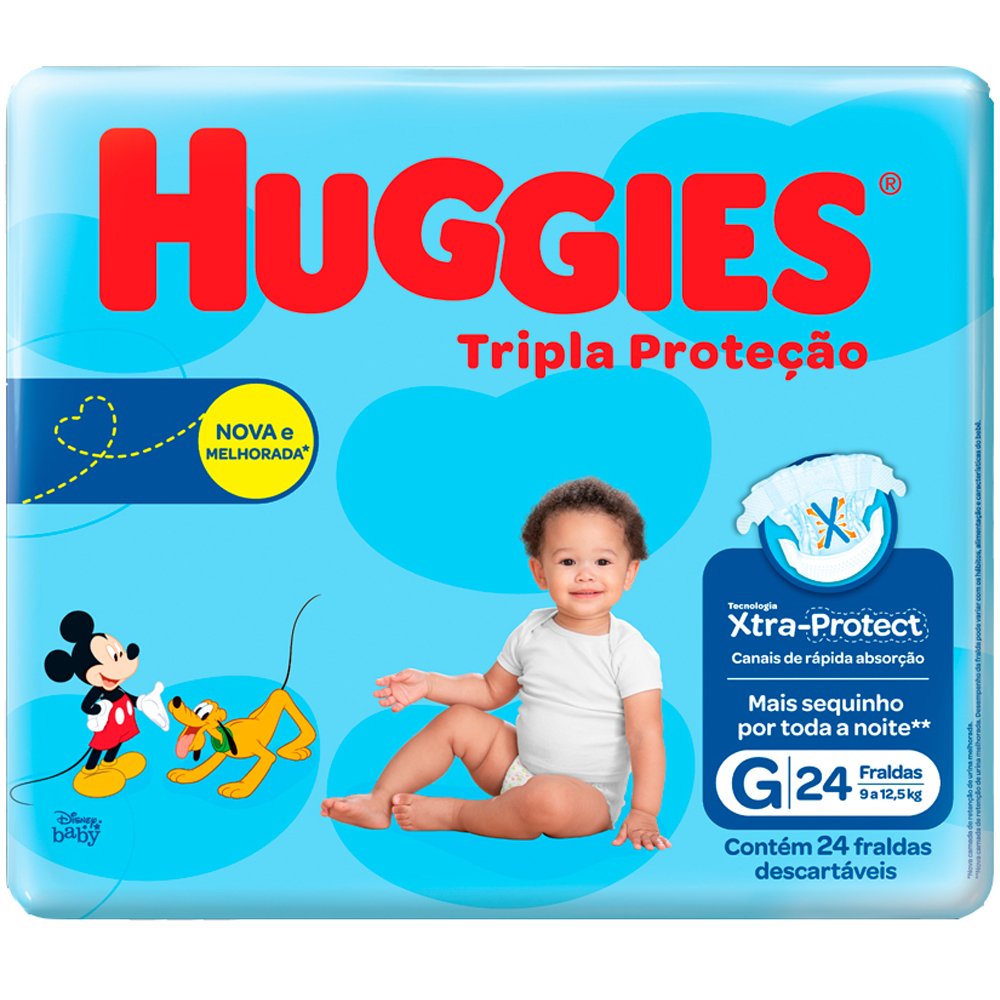 Fralda Huggies Tripla Protecao Disney Jumbo G Com 24 Unidades