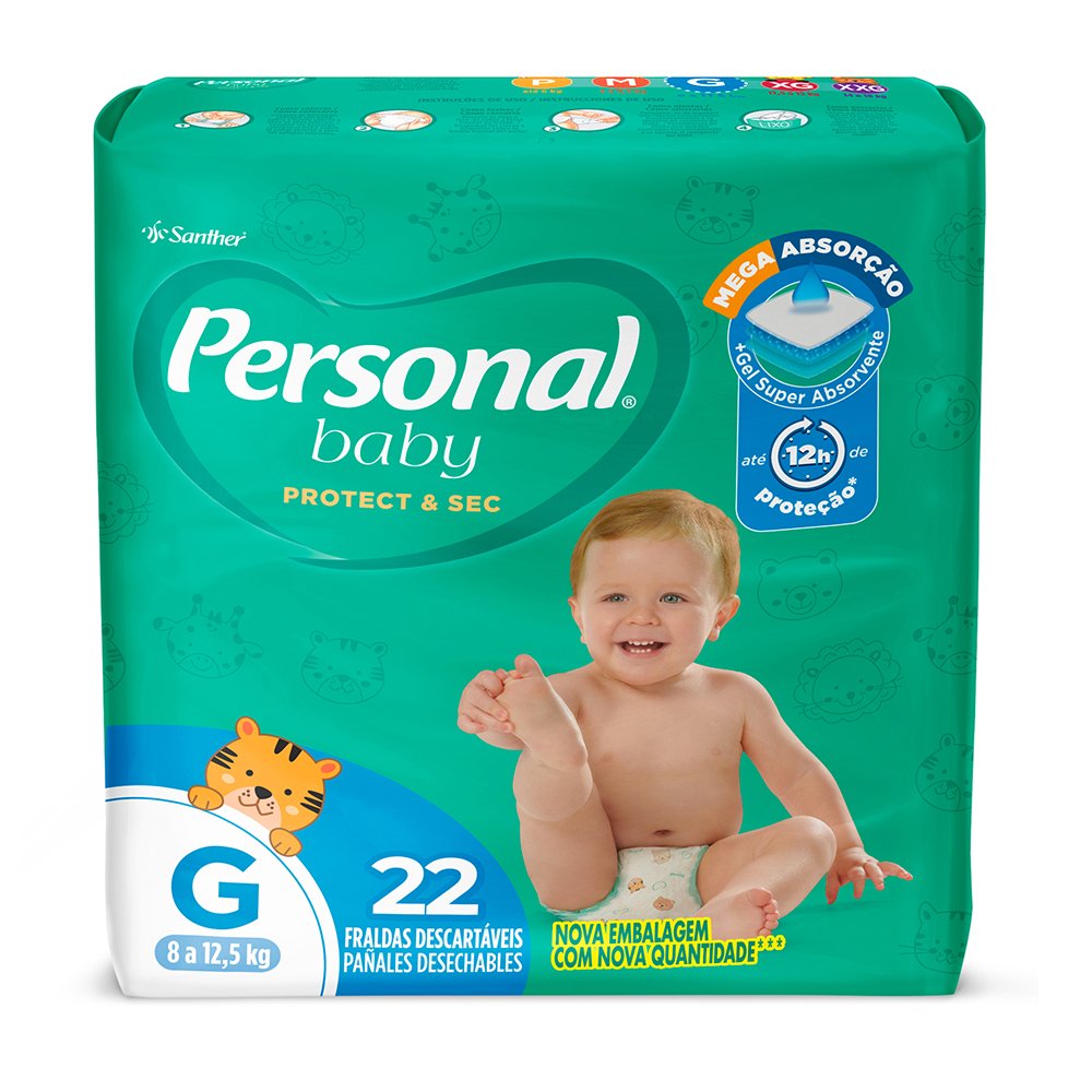 Fralda Descartável Economica Personal Baby Grande Pacote Com 22 Fraldas