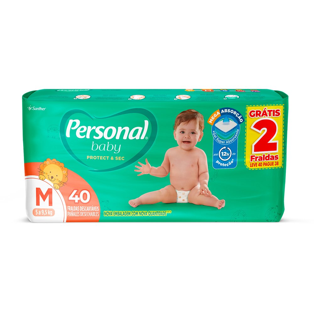 Fralda Personal Baby Protect&sec Mega M Leve 40 Pague 38 Unidades