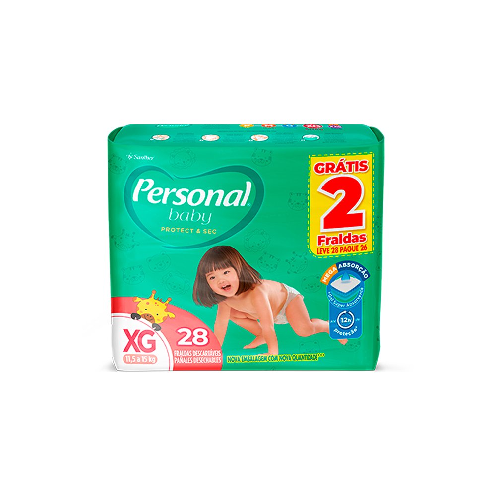 Fralda Personal Baby Mega Xg Com 28 Unidades