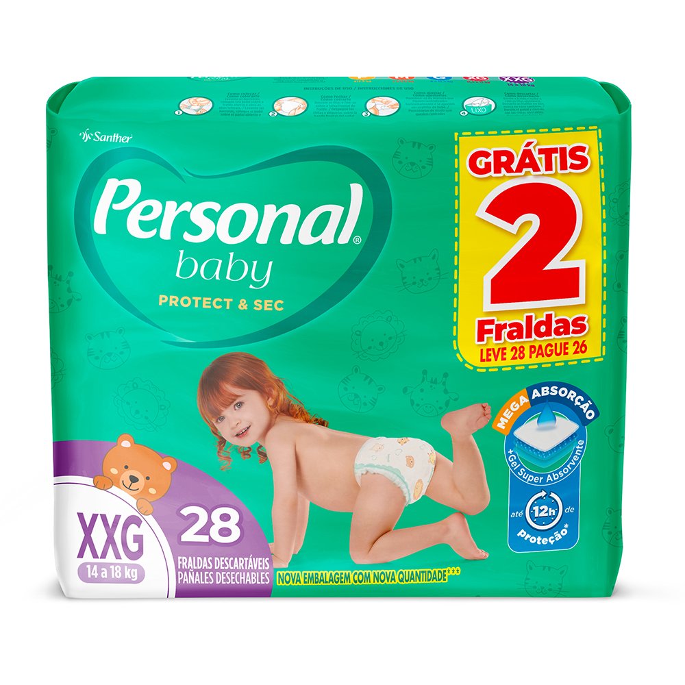 Fralda Personal Baby Mega Xxg Com 28 Unidades