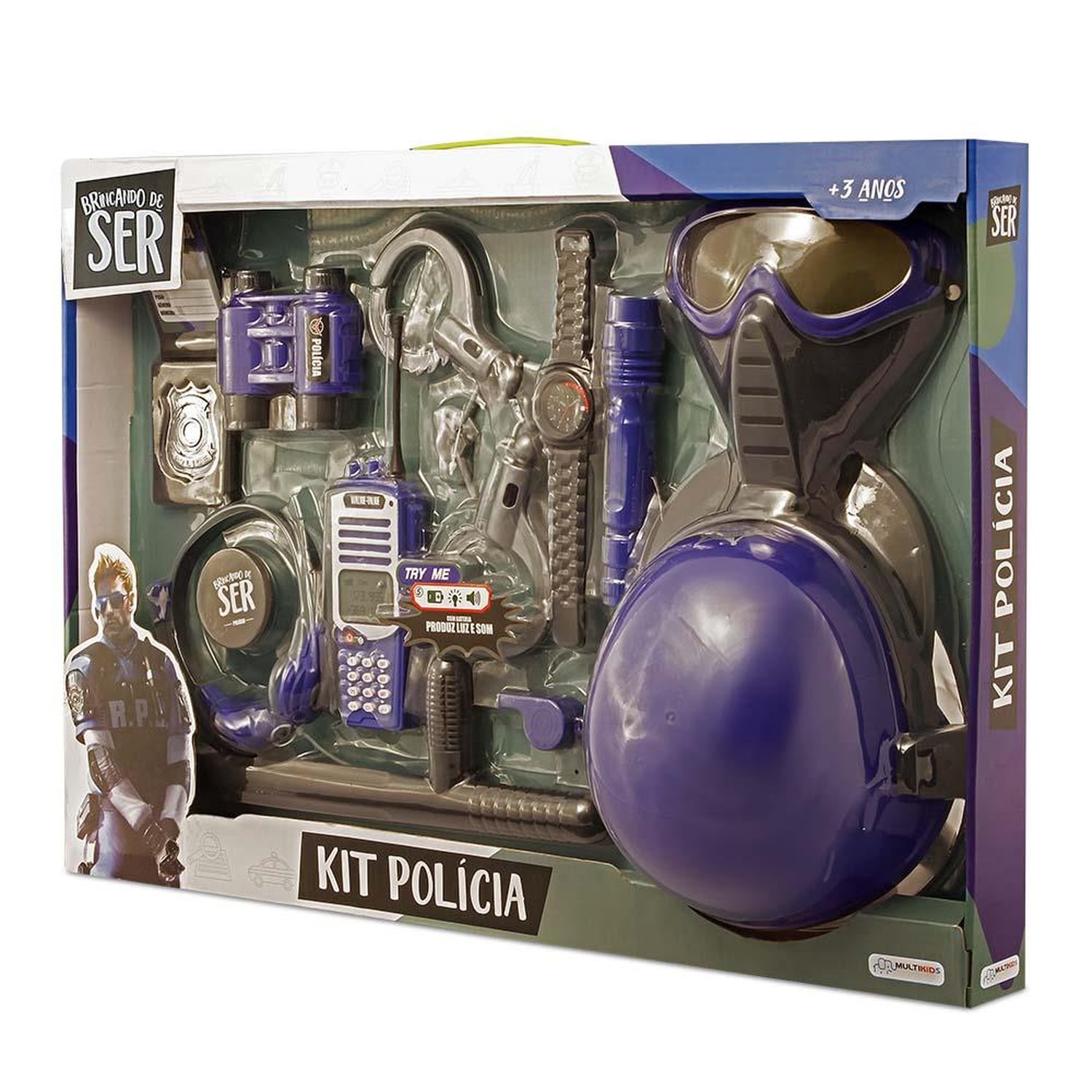 Brincando De Ser Kit Polícia Com Acessórios +3 Anos Multikids - Br965