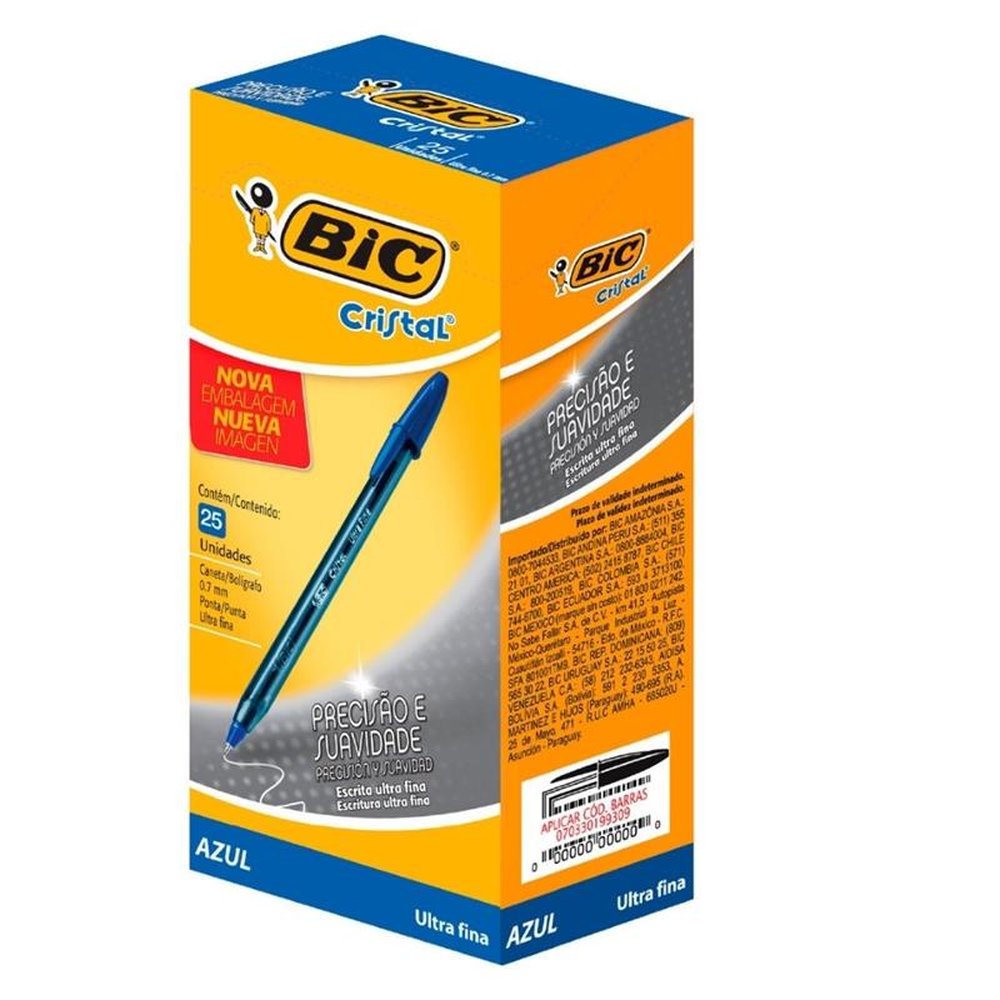 Caneta Esferografica Bic Cristal Ultra Fina 0.7mm Azul