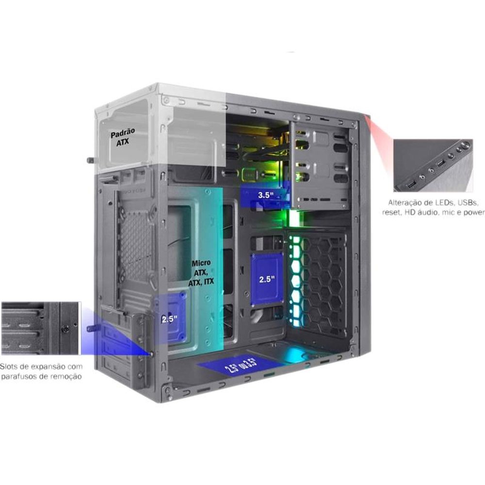 Computador Intel Core i3-10100, 8GB de RAM, HDD 1.0TB, Windows 11 Pro - Facil Computer HCD I310-8100WP