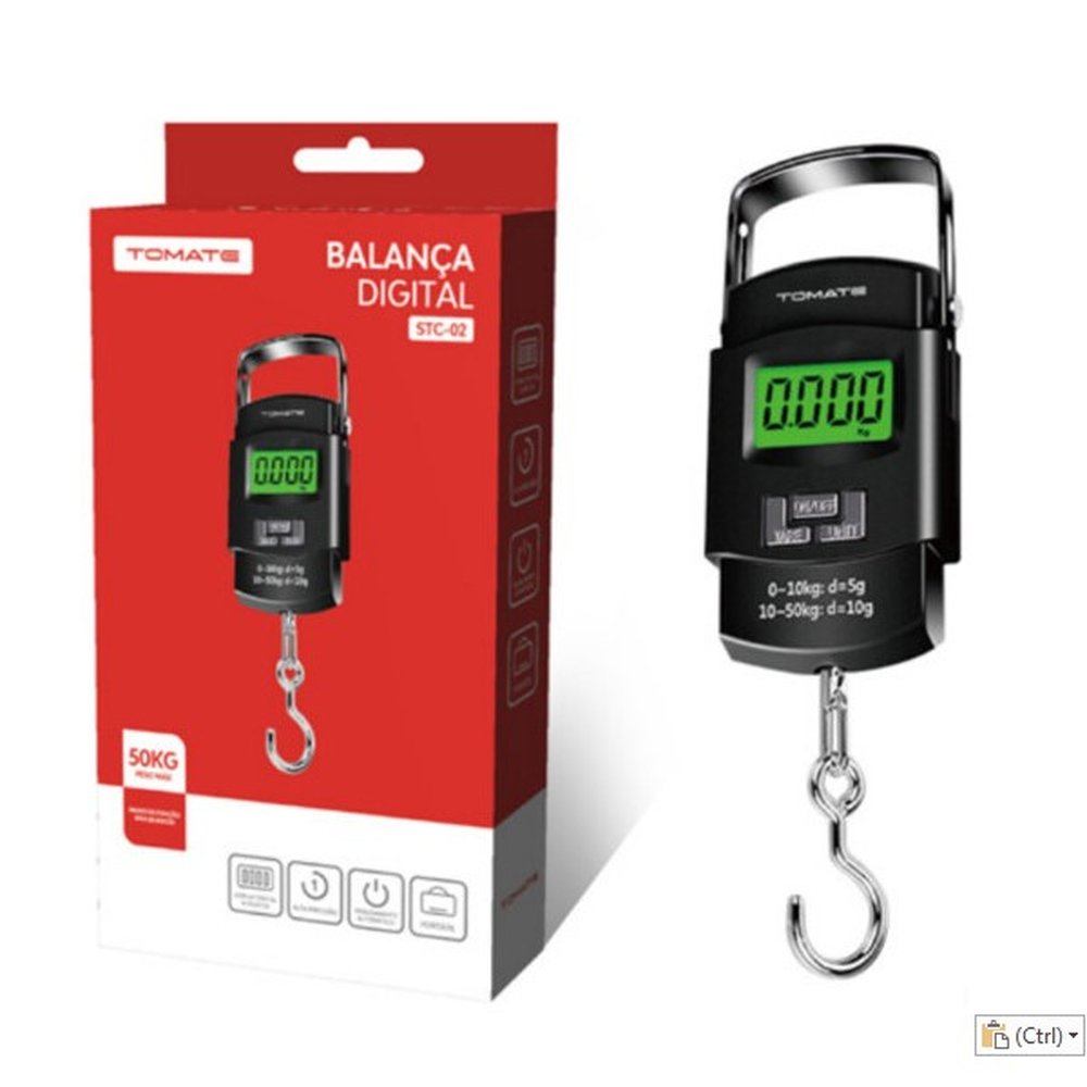 Balança Digital Gancho Portátil Até 50KG Alta Precisão STC-02 - Tomate