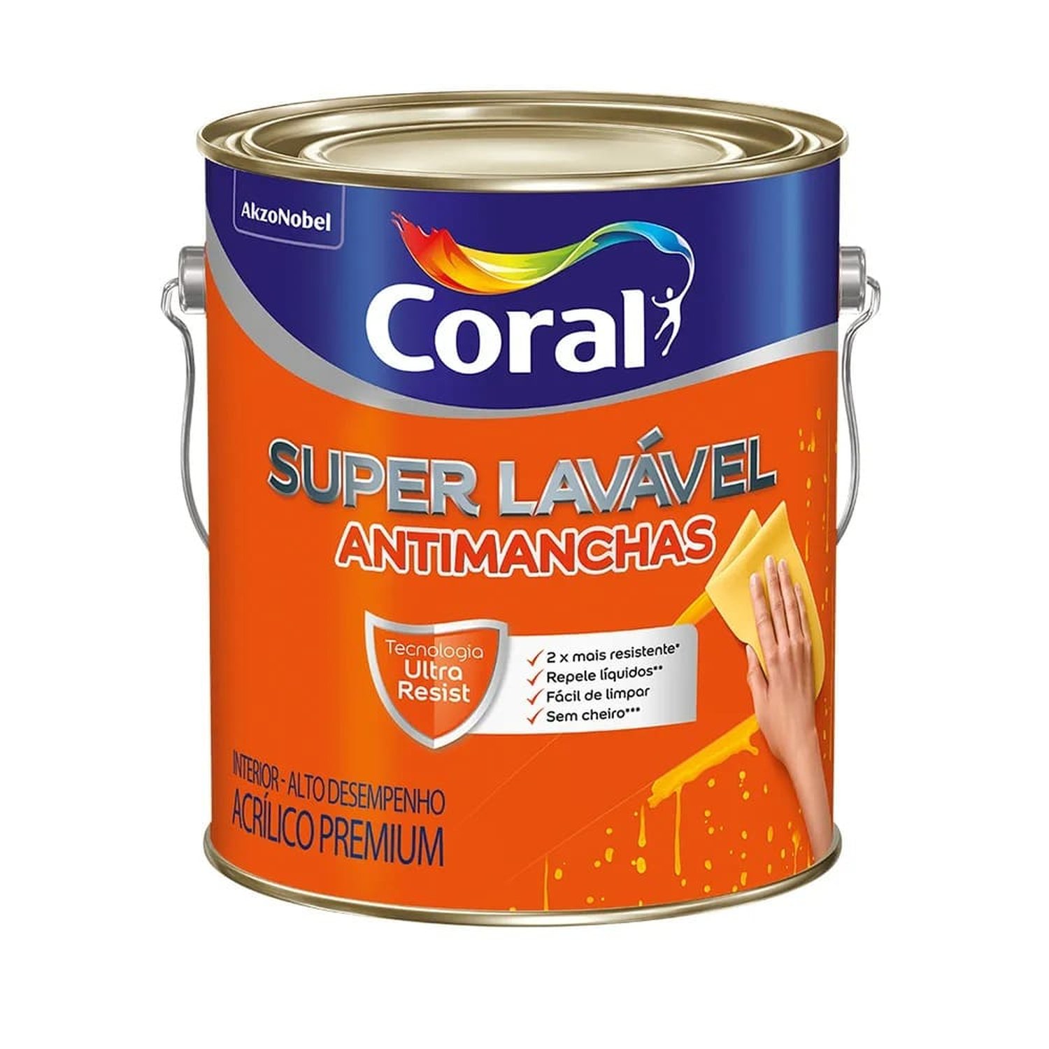 Tinta Acrílica Coral Superlavável Antimanchas 3,6L Branco