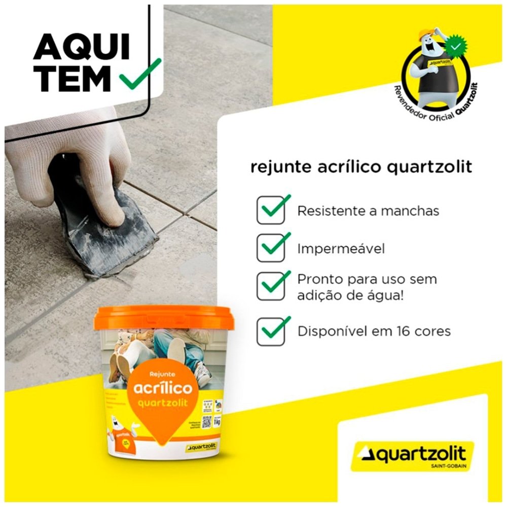 Rejunte Acrílico Quartzolit Cinza Platina 1kg Martins Atacado