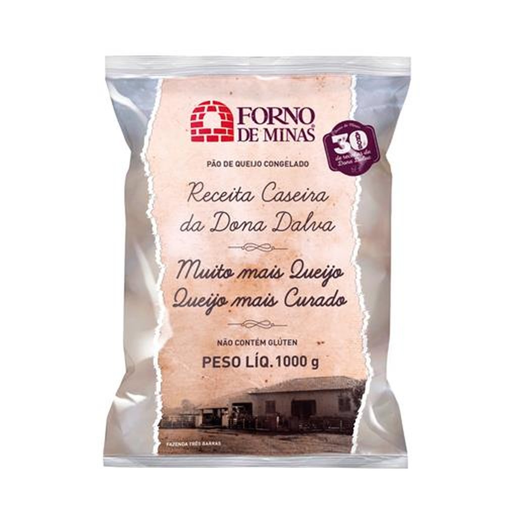 Pão de Queijo Cru Varejo 30 Anos Congelado Forno de Minas 10x1kg