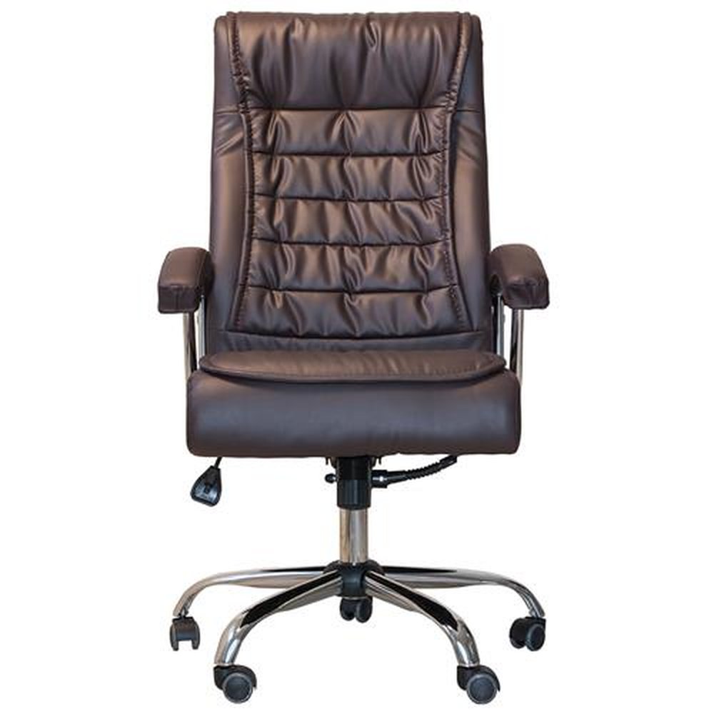 CADEIRA PRESIDENTE ACOLCHOADA LUXO ESTRUTURA EM AÇO CROMADO CAFÉ 4348A