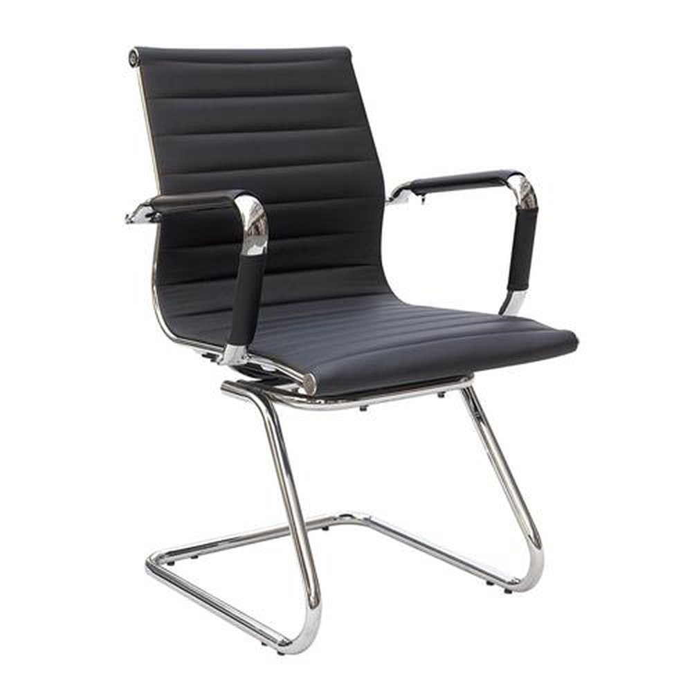 CADEIRA DE APROXIMAÇÃO ESTRUTURA DE AÇO CROMADO PRETA 4353D