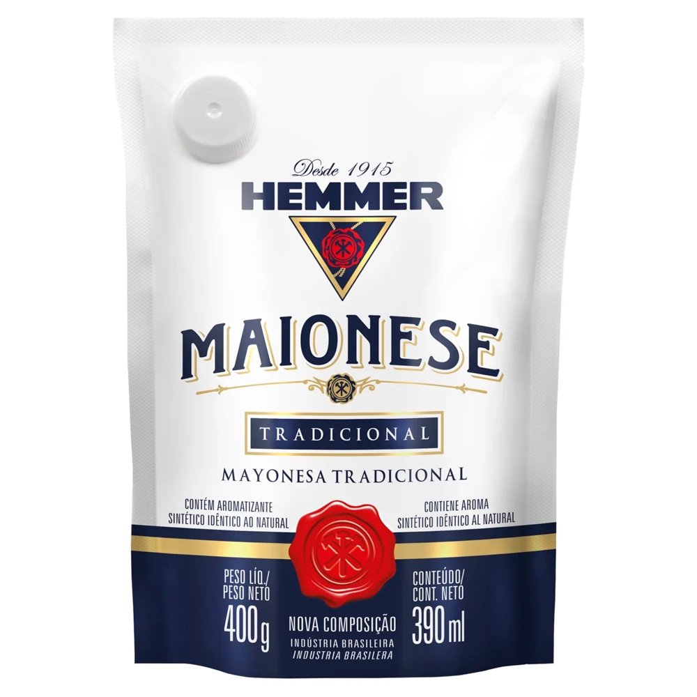 Maionese Hemmer Tradicional Sachê 400g - Embalagem com 16 Unidades