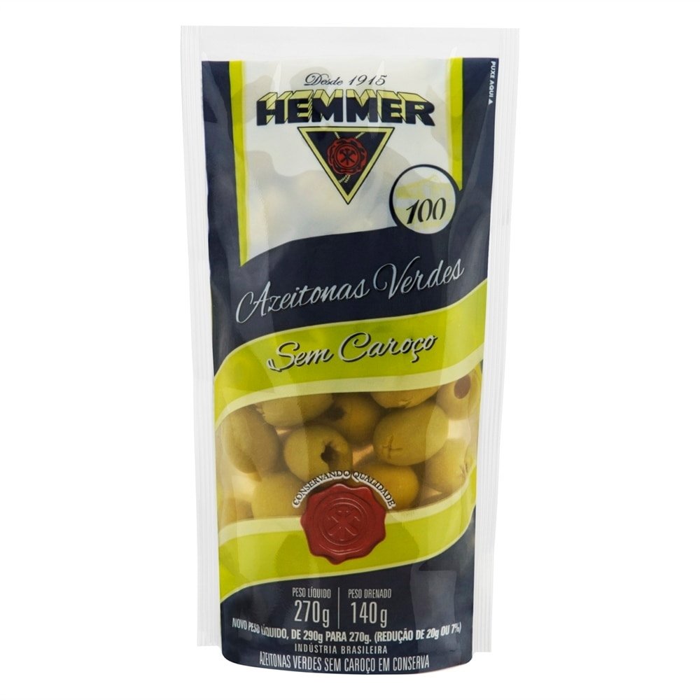 Azeitona Verde Hemmer Sem Caroço Sachê 24x140g